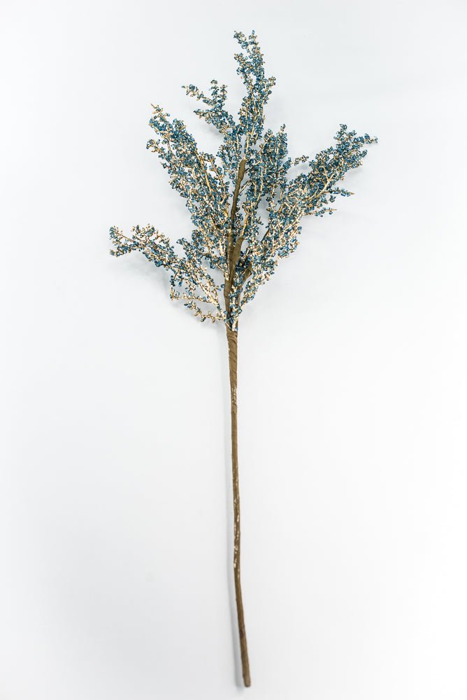 Blue and Gold Iced Twig Spray - Greenery Market32146-BLGD