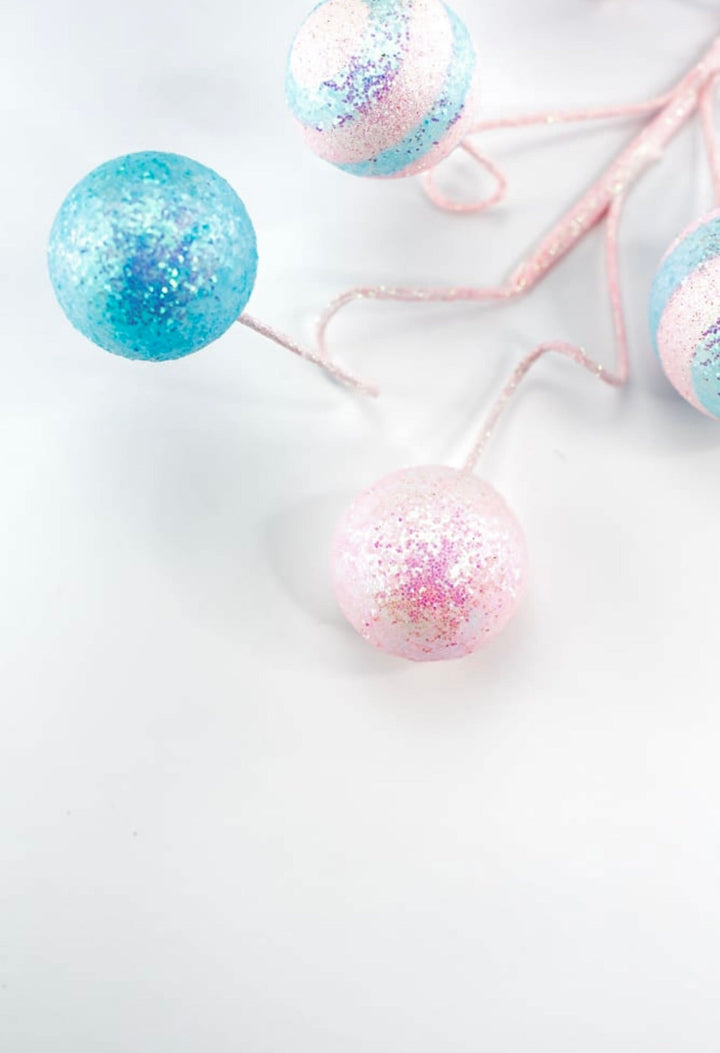 Blue and pink wired ball spray - Greenery MarketWinter and ChristmasXS1047N4