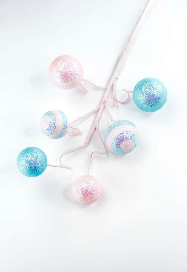 Blue and pink wired ball spray - Greenery MarketWinter and ChristmasXS1047N4