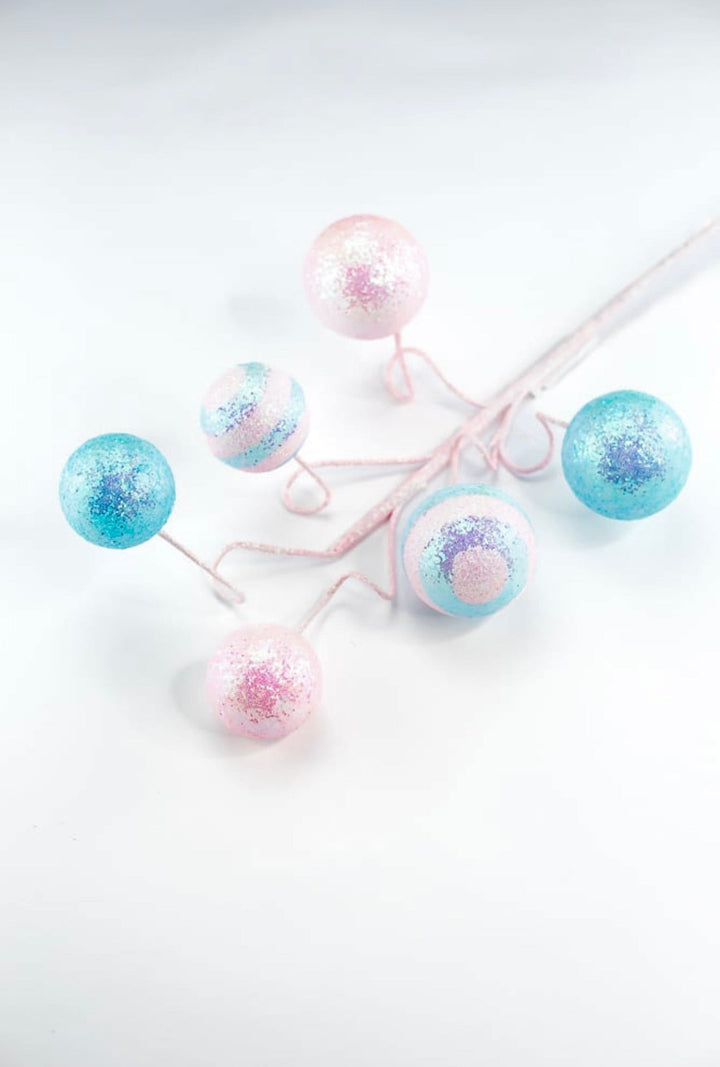 Blue and pink wired ball spray - Greenery MarketWinter and ChristmasXS1047N4