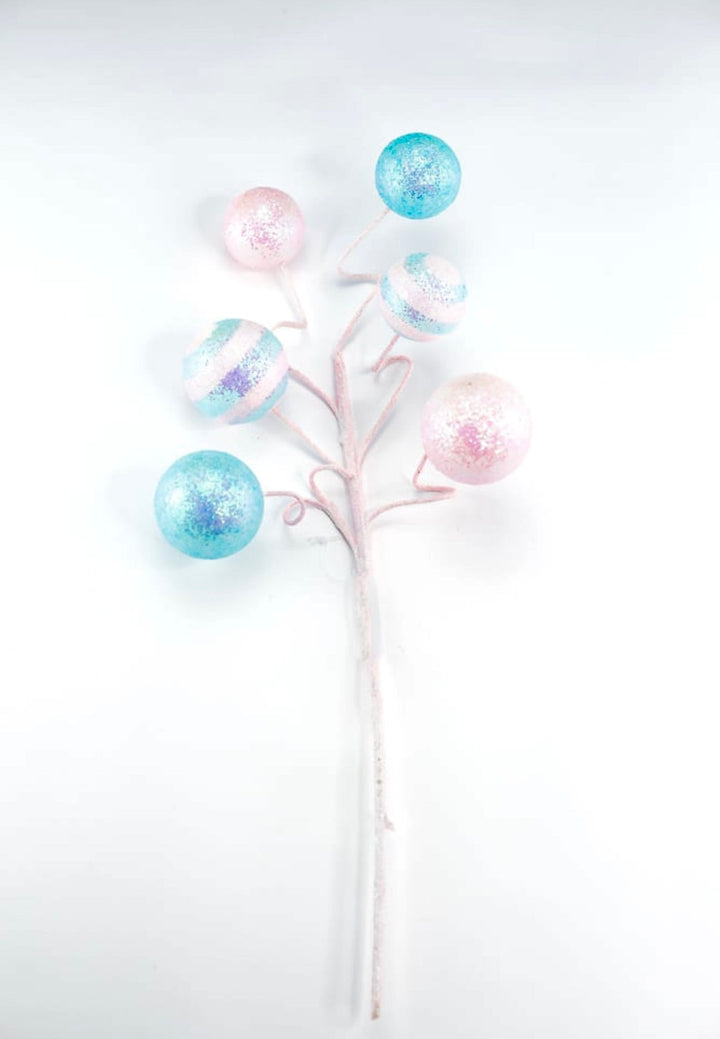 Blue and pink wired ball spray - Greenery MarketWinter and ChristmasXS1047N4