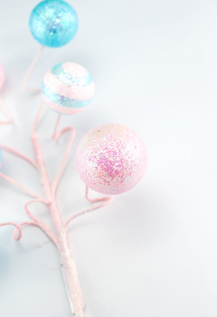 Blue and pink wired ball spray - Greenery MarketWinter and ChristmasXS1047N4