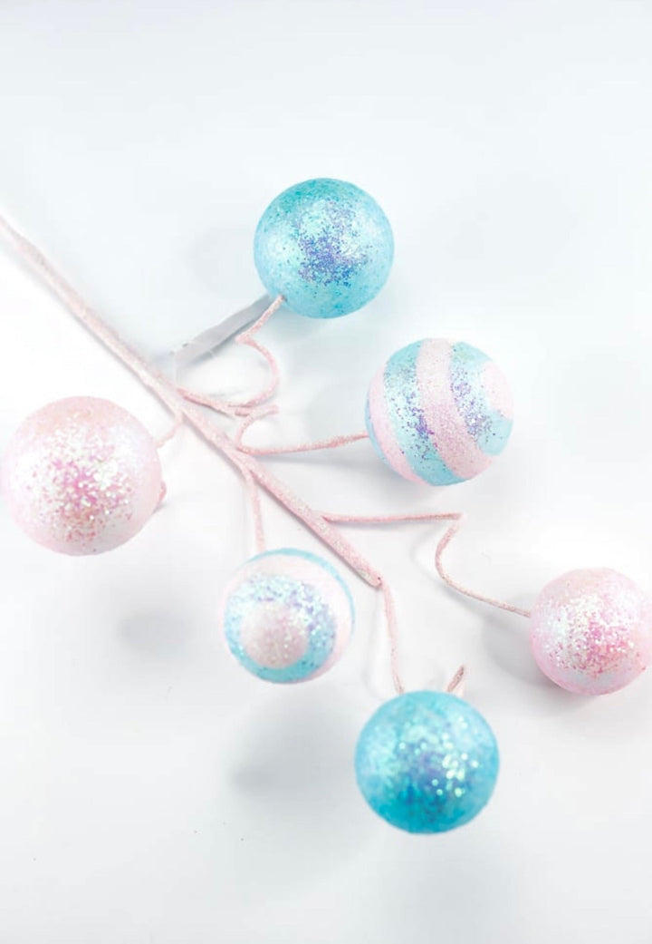 Blue and pink wired ball spray - Greenery MarketWinter and ChristmasXS1047N4