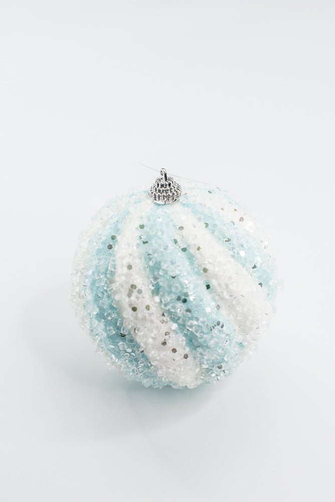 Blue And White Ice Ball Ornament - Greenery Market40330 - BLWT