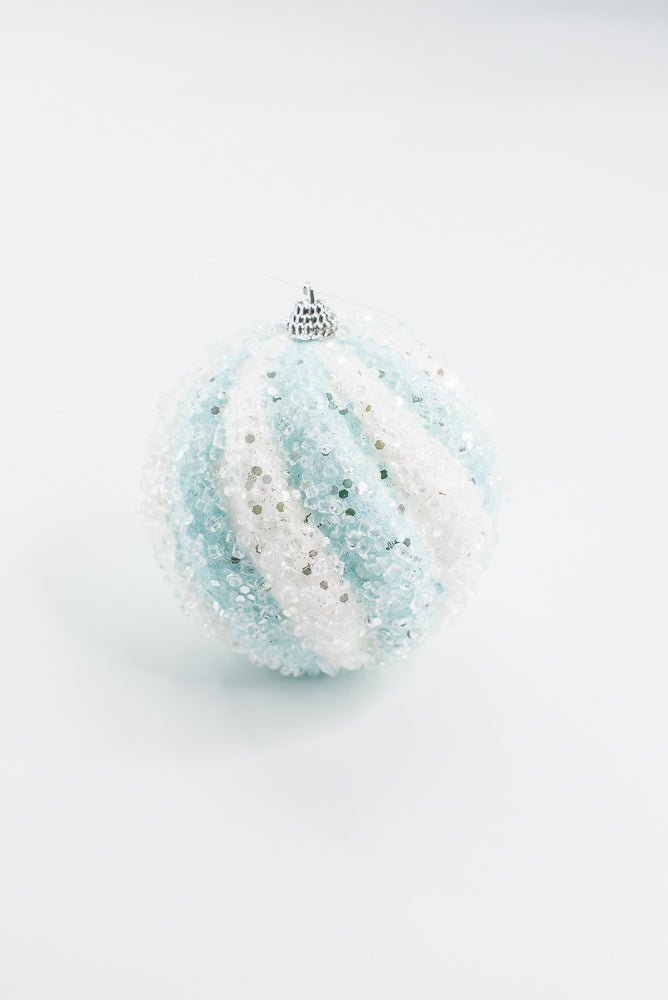 Blue And White Ice Ball Ornament - Greenery Market40330 - BLWT