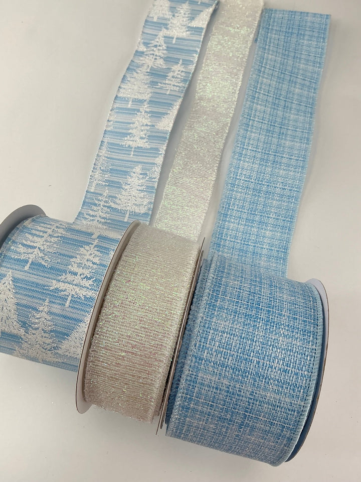 Blue and white winter bow bundle x 3 - Greenery MarketRibbons & TrimWinterblueX3