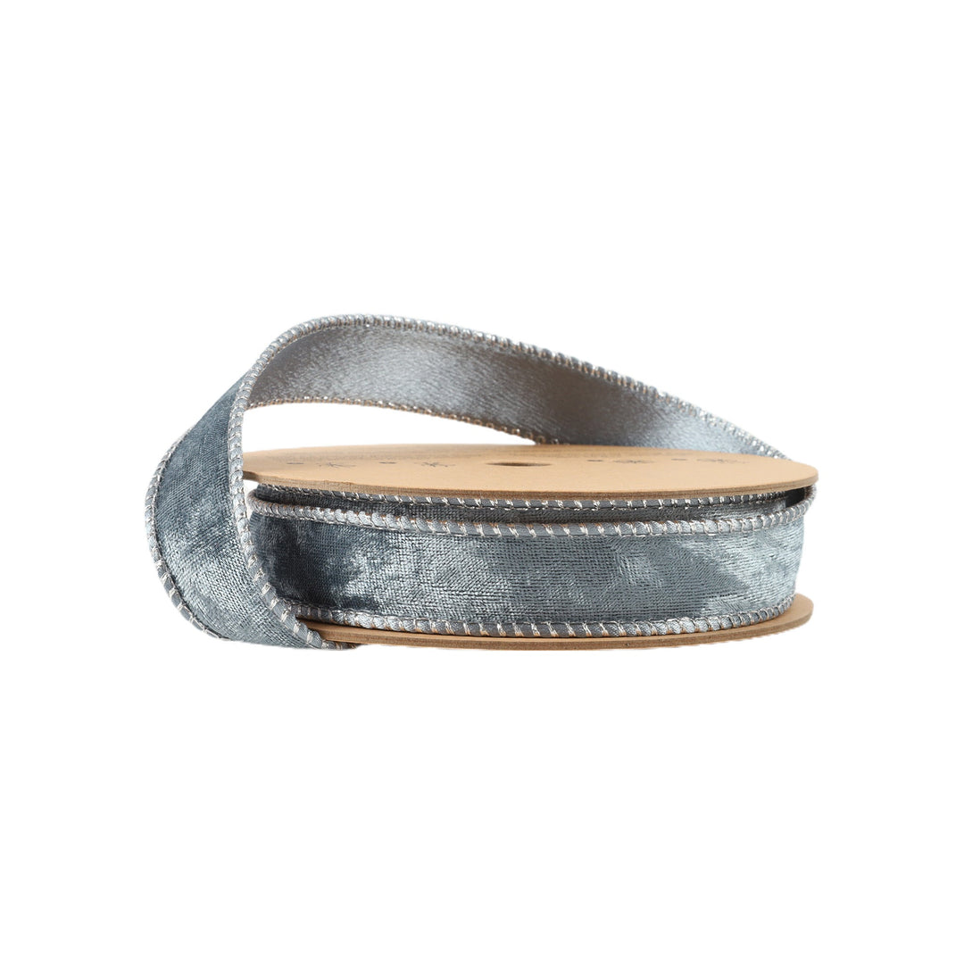 Blue & Blue Reversible Frosted Velvet Wired Ribbon - 1" - Greenery Market7120W - 350 - 25E