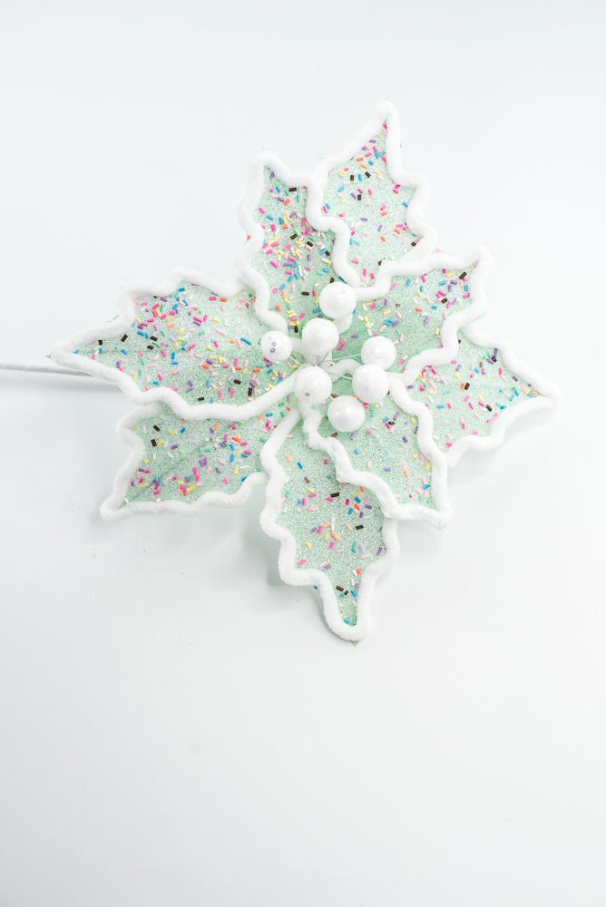 Blue Confetti Poinsettia Stem - Greenery Market65147