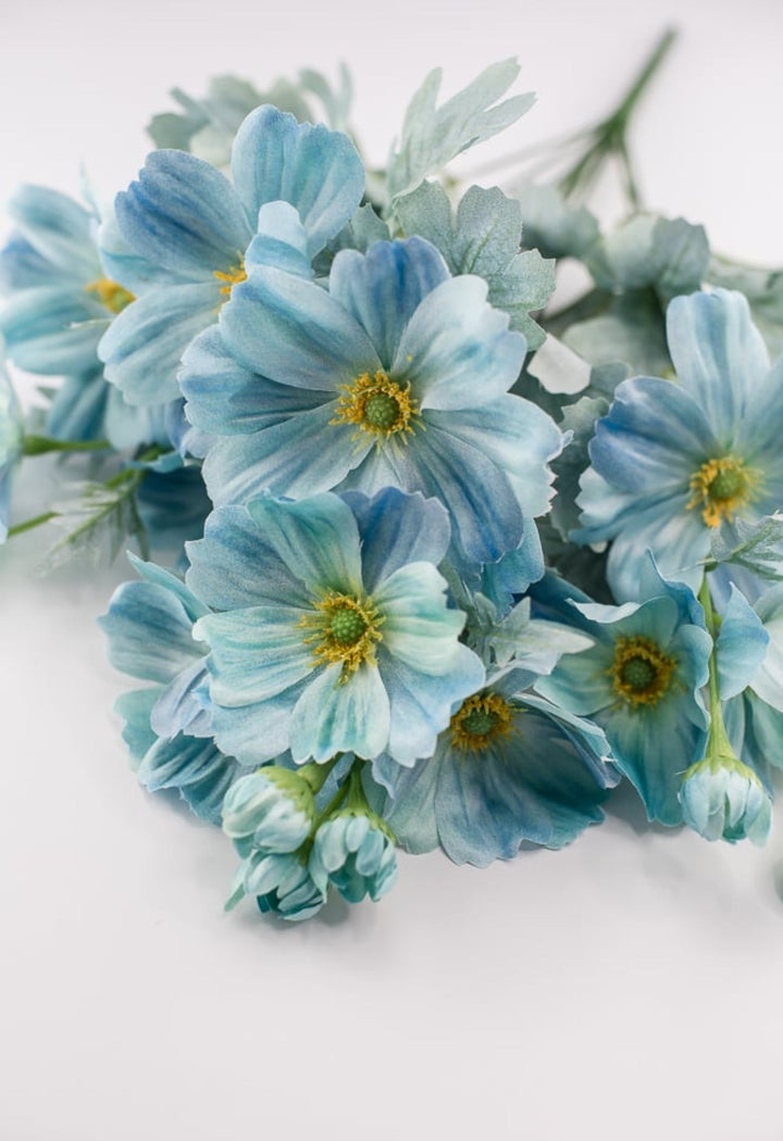 Blue cosmos artificial flower bush - Greenery MarketArtificial Flora84299 - TEAL