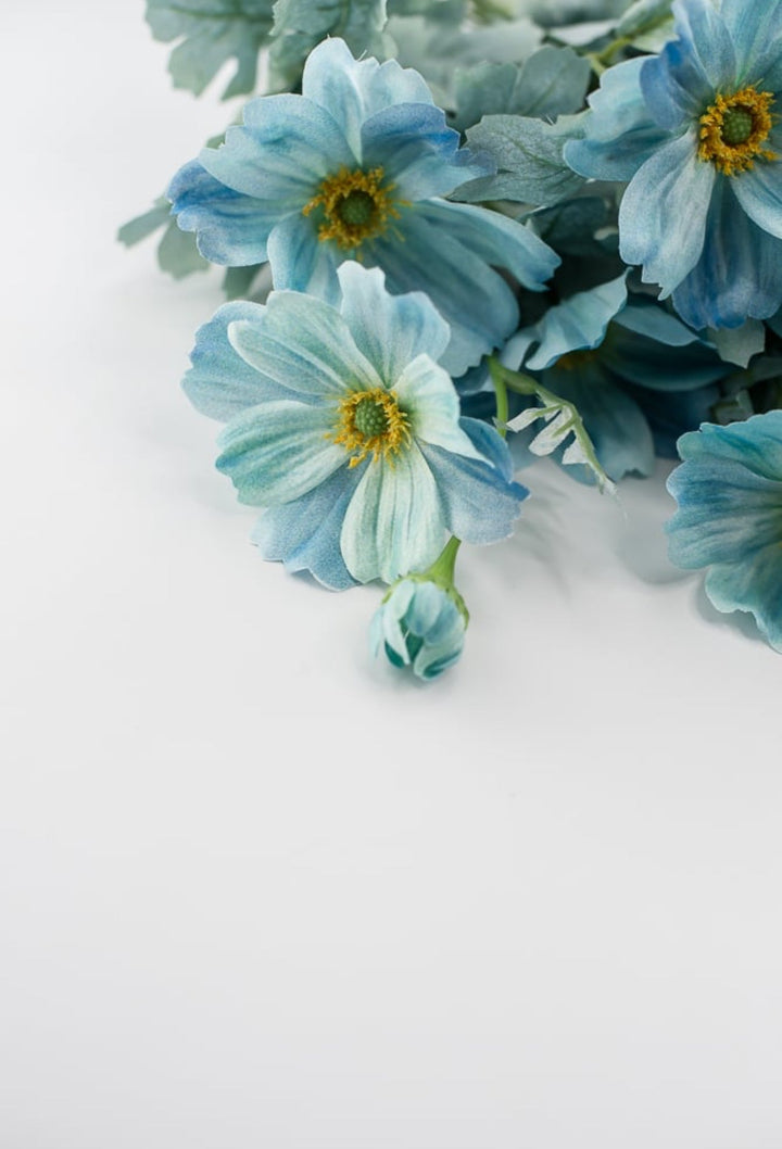 Blue cosmos artificial flower bush - Greenery MarketArtificial Flora84299 - TEAL