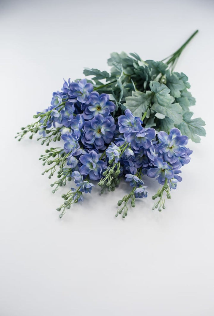 Blue delphiniums artificial flower bush - Greenery MarketArtificial Flora84296 - BL