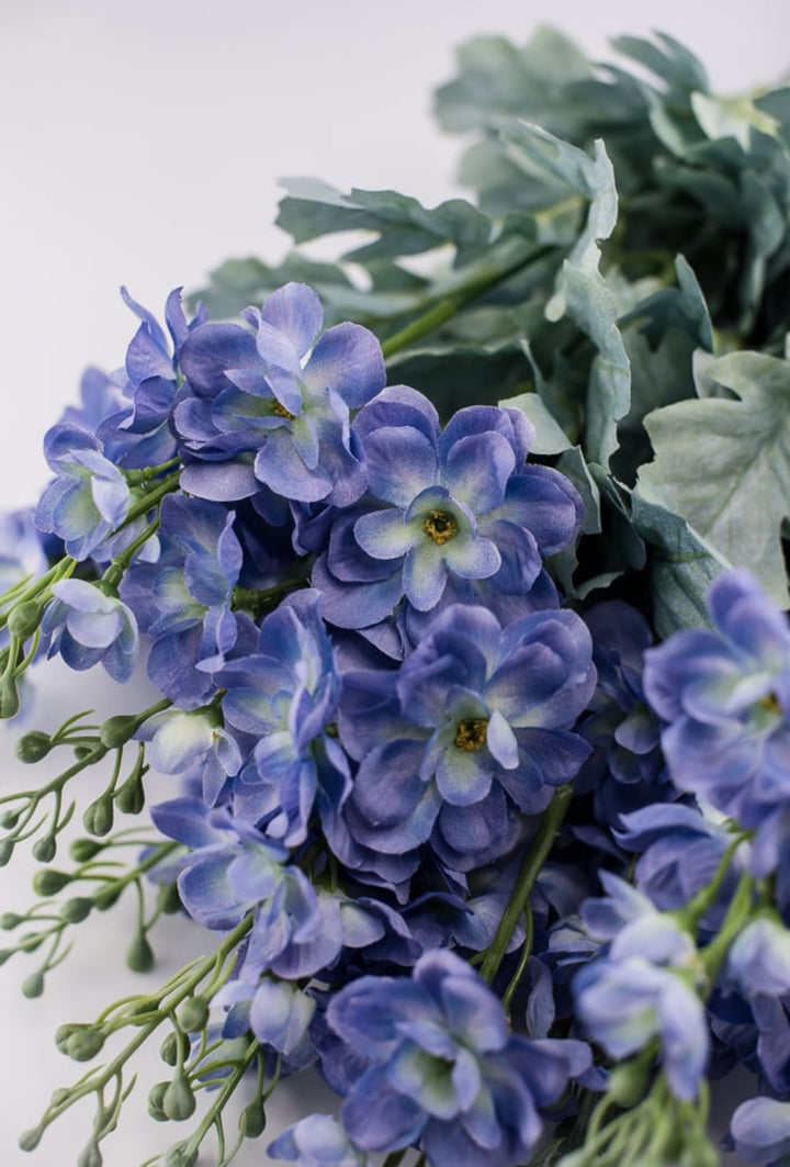 Blue delphiniums artificial flower bush - Greenery MarketArtificial Flora84296 - BL