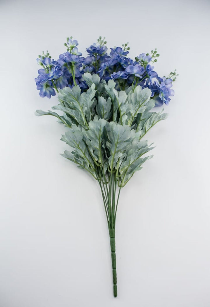 Blue delphiniums artificial flower bush - Greenery MarketArtificial Flora84296 - BL