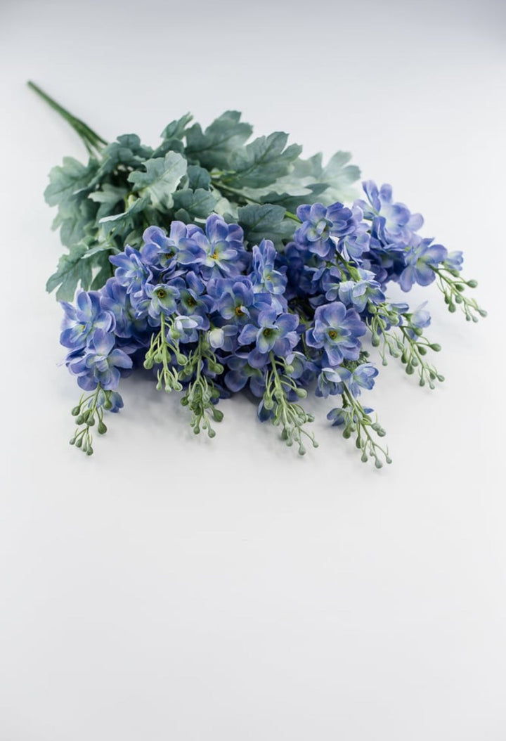 Blue delphiniums artificial flower bush - Greenery MarketArtificial Flora84296 - BL