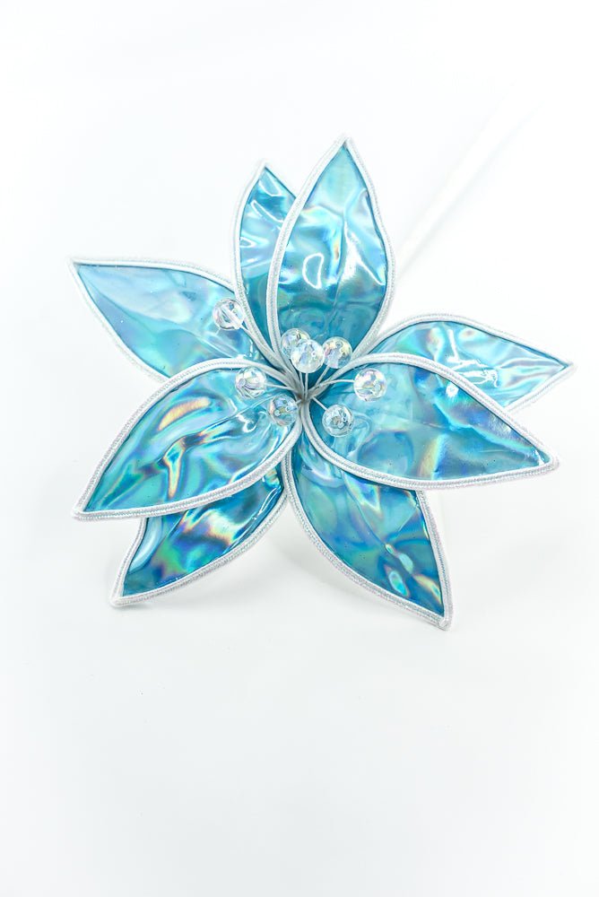 Blue Lustrous Poinsettia Stem - Greenery Market86426BL