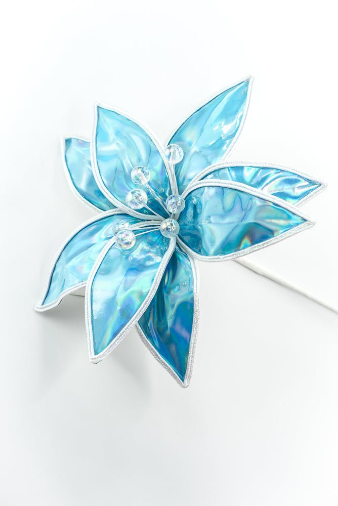 Blue Lustrous Poinsettia Stem - Greenery Market86426BL
