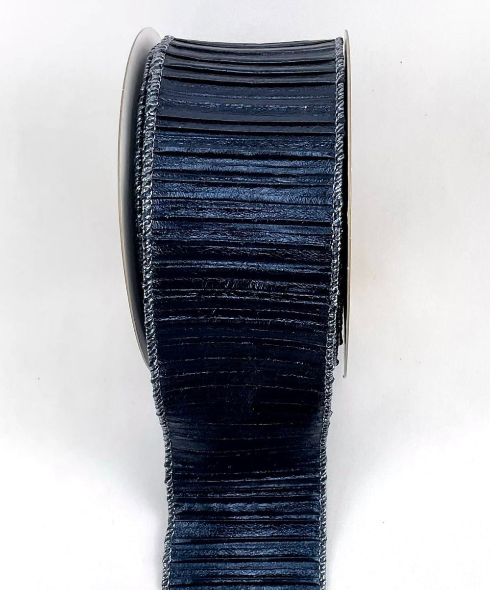 Blue metallic textured wired ribbon 2.5” - Greenery MarketRibbons & Trim178947