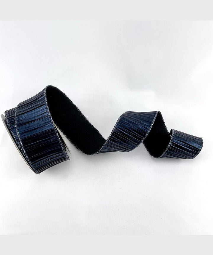 Blue metallic textured wired ribbon 2.5” - Greenery MarketRibbons & Trim178947