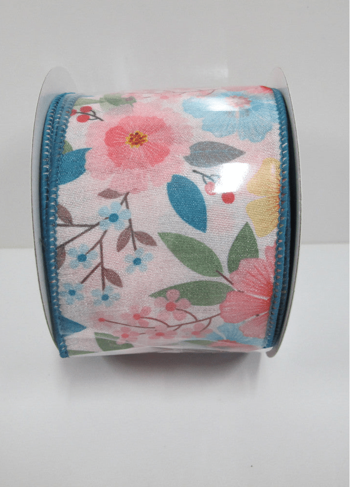Blue Multicolored Floral Ribbon - Greenery Market222765