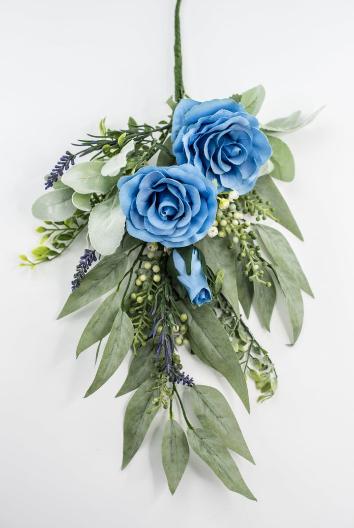 Blue rose spray and greenery - Greenery Market84971 - BL