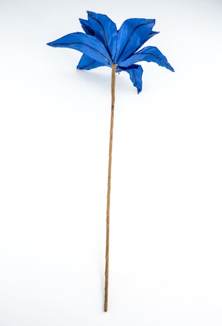 Blue velvet poinsettia stem - Greenery MarketWinter and ChristmasXS408725