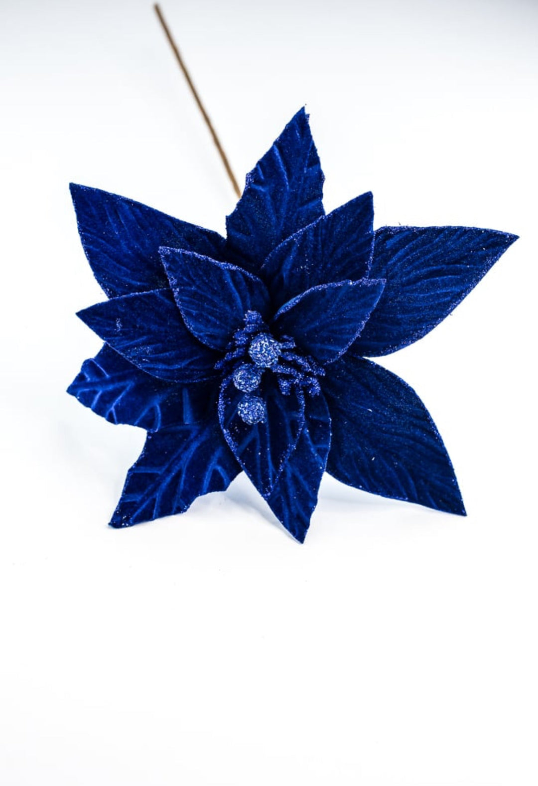 Blue velvet poinsettia stem - Greenery MarketWinter and ChristmasXS408725