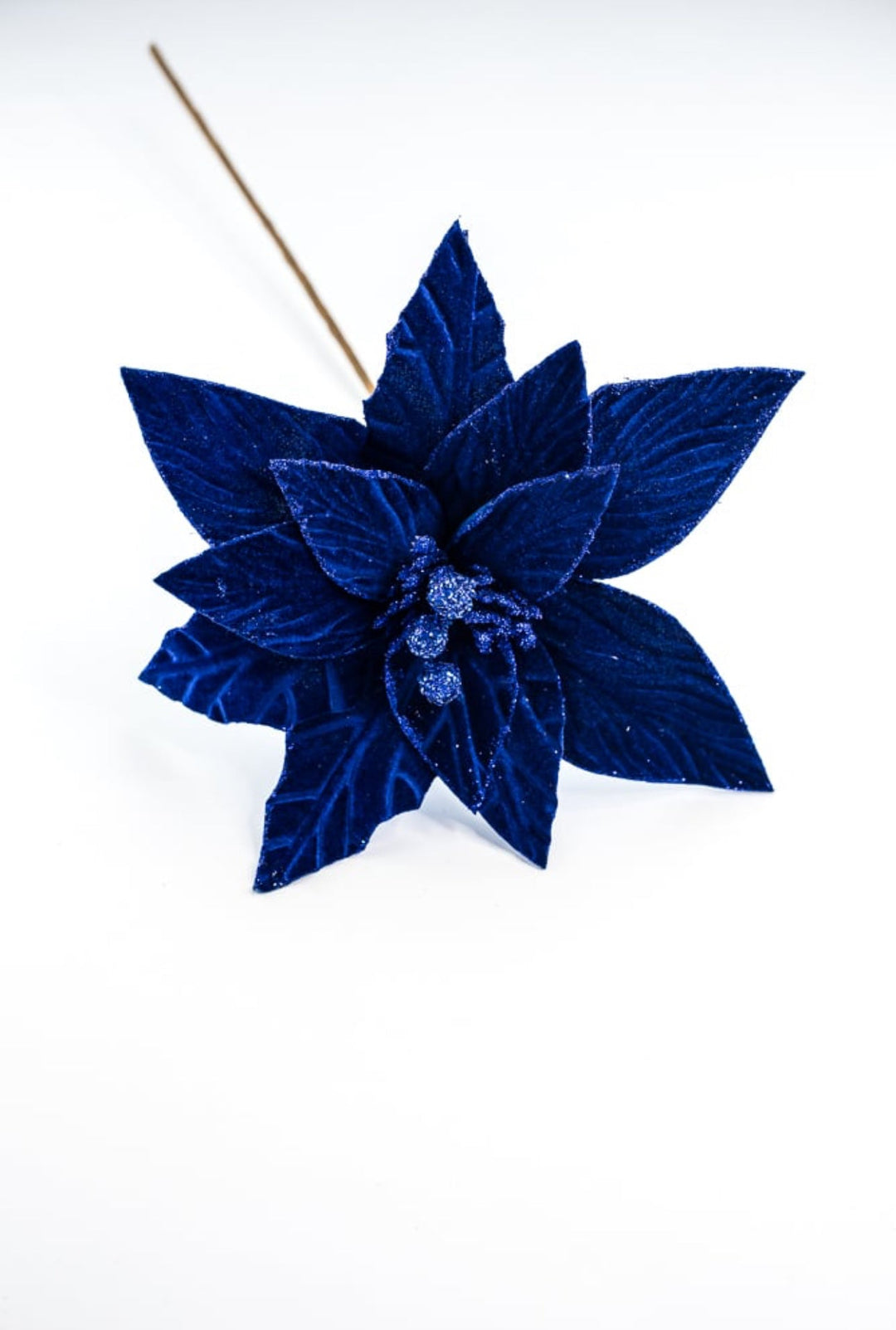 Blue velvet poinsettia stem - Greenery MarketWinter and ChristmasXS408725