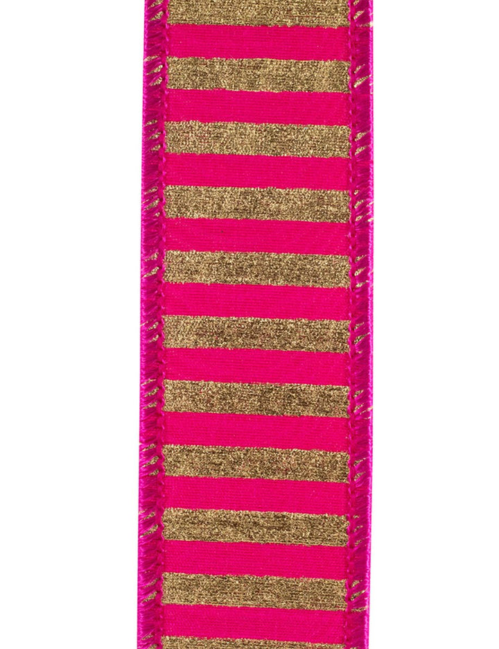 Bright Pink and Gold Stripe Wired Ribbon 1.5” - Greenery MarketRibbons & Trim94586W - 262 - 09D