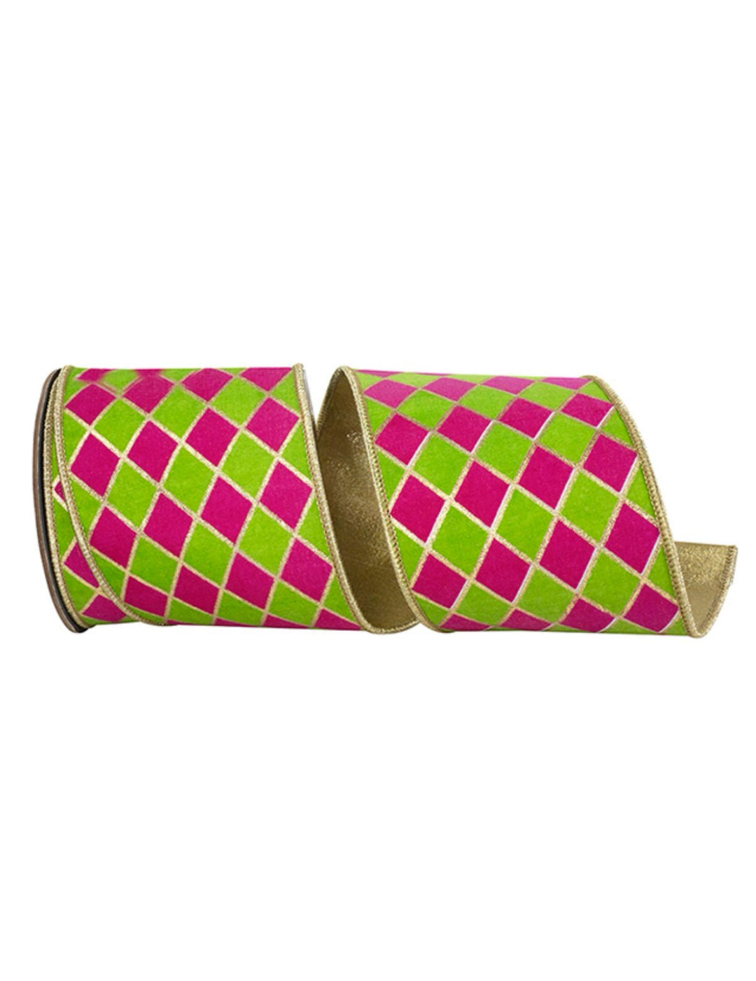 Bright Pink And Green Harlequin Wired Ribbon 4” - Greenery MarketRibbons & Trim94512W - 188 - 10D