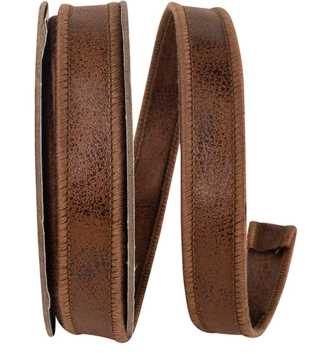 Brown leather skinny wired ribbon, 7/8'' - Greenery MarketWired ribbon94631W - 092 - 05D