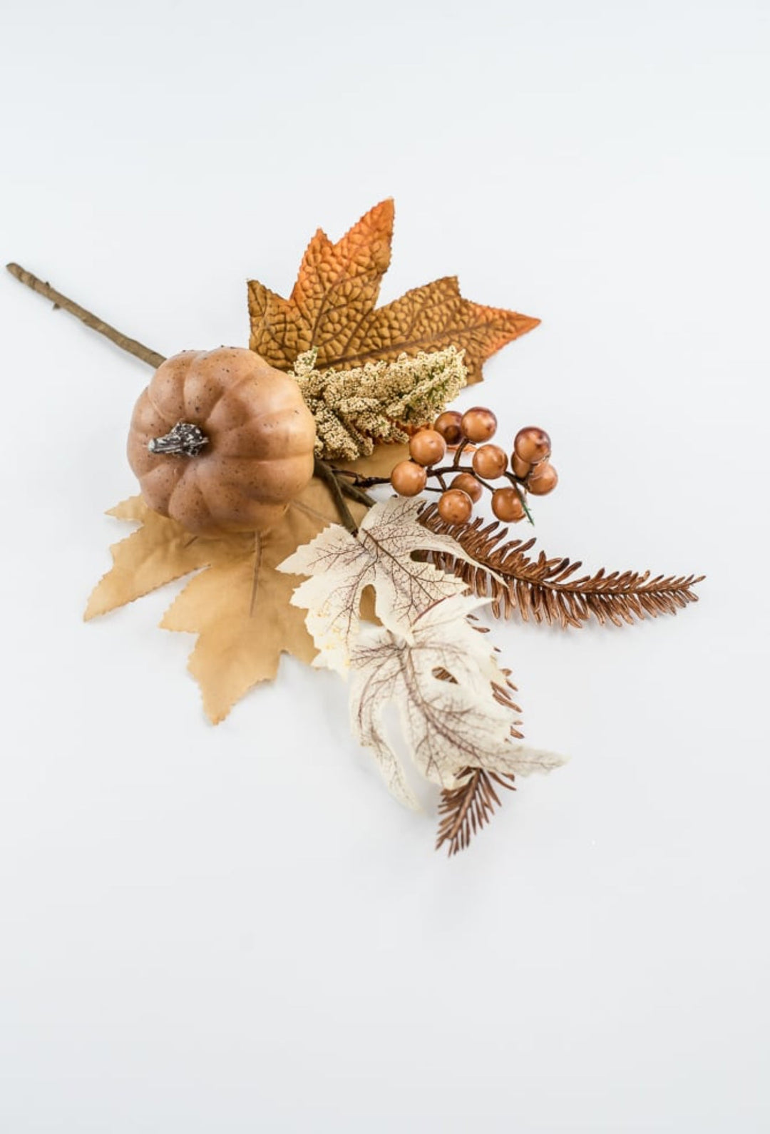 Brown pumpkin and greenery pick - Greenery MarketArtificial Flora64607