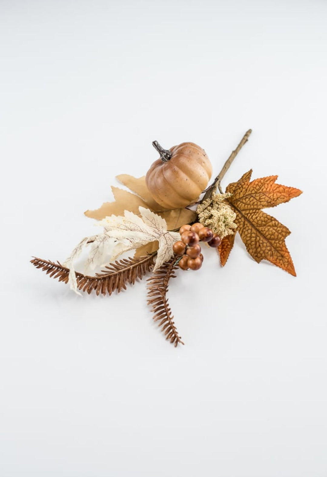 Brown pumpkin and greenery pick - Greenery MarketArtificial Flora64607