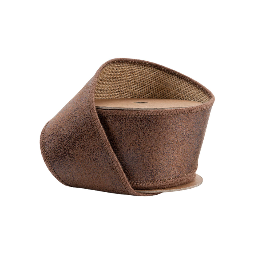 Brown Wired Leather Ribbon - 2.5" - Greenery Market6566W - 850 - 63E