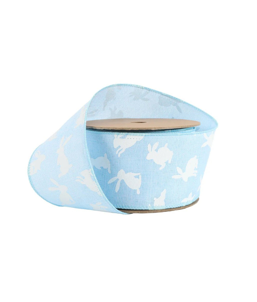 Bunny on blue wired ribbon, 2.5” - Greenery MarketWired ribbon9416W - 335 - 63E