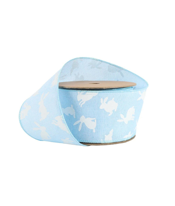 Bunny on blue wired ribbon, 2.5” - Greenery MarketWired ribbon9416W - 335 - 63E