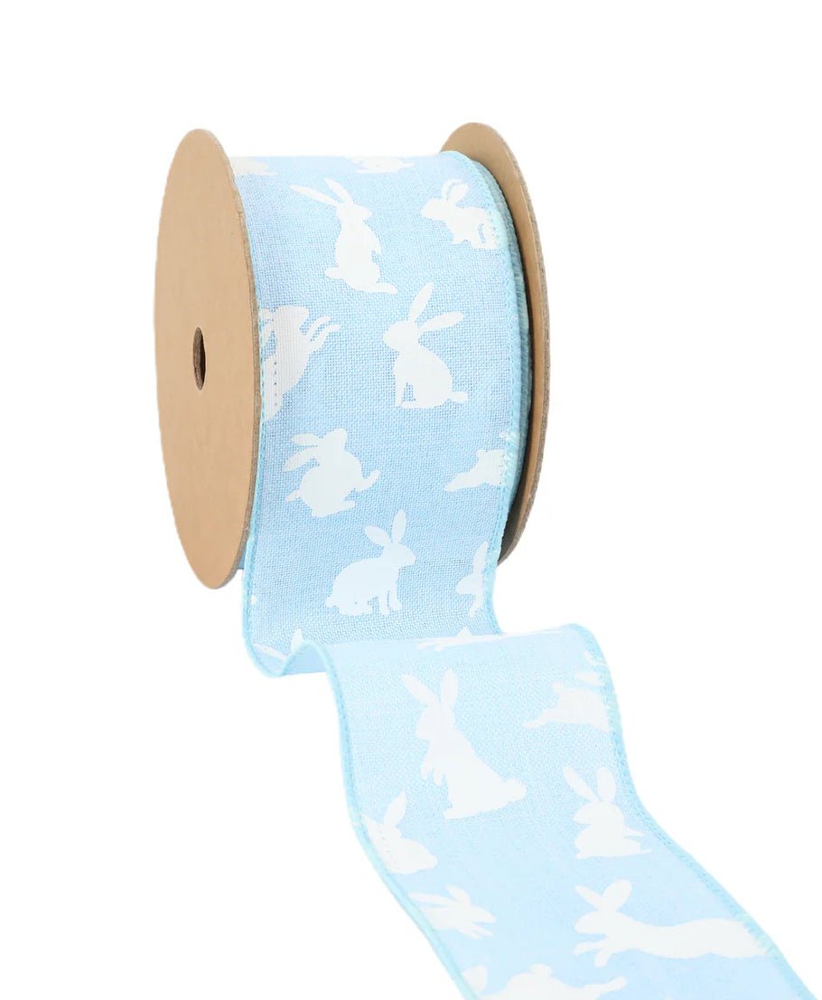 Bunny on blue wired ribbon, 2.5” - Greenery MarketWired ribbon9416W - 335 - 63E