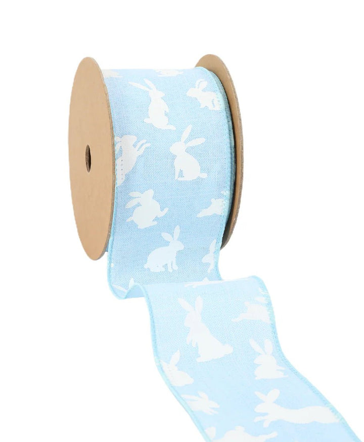 Bunny on blue wired ribbon, 2.5” - Greenery MarketWired ribbon9416W - 335 - 63E