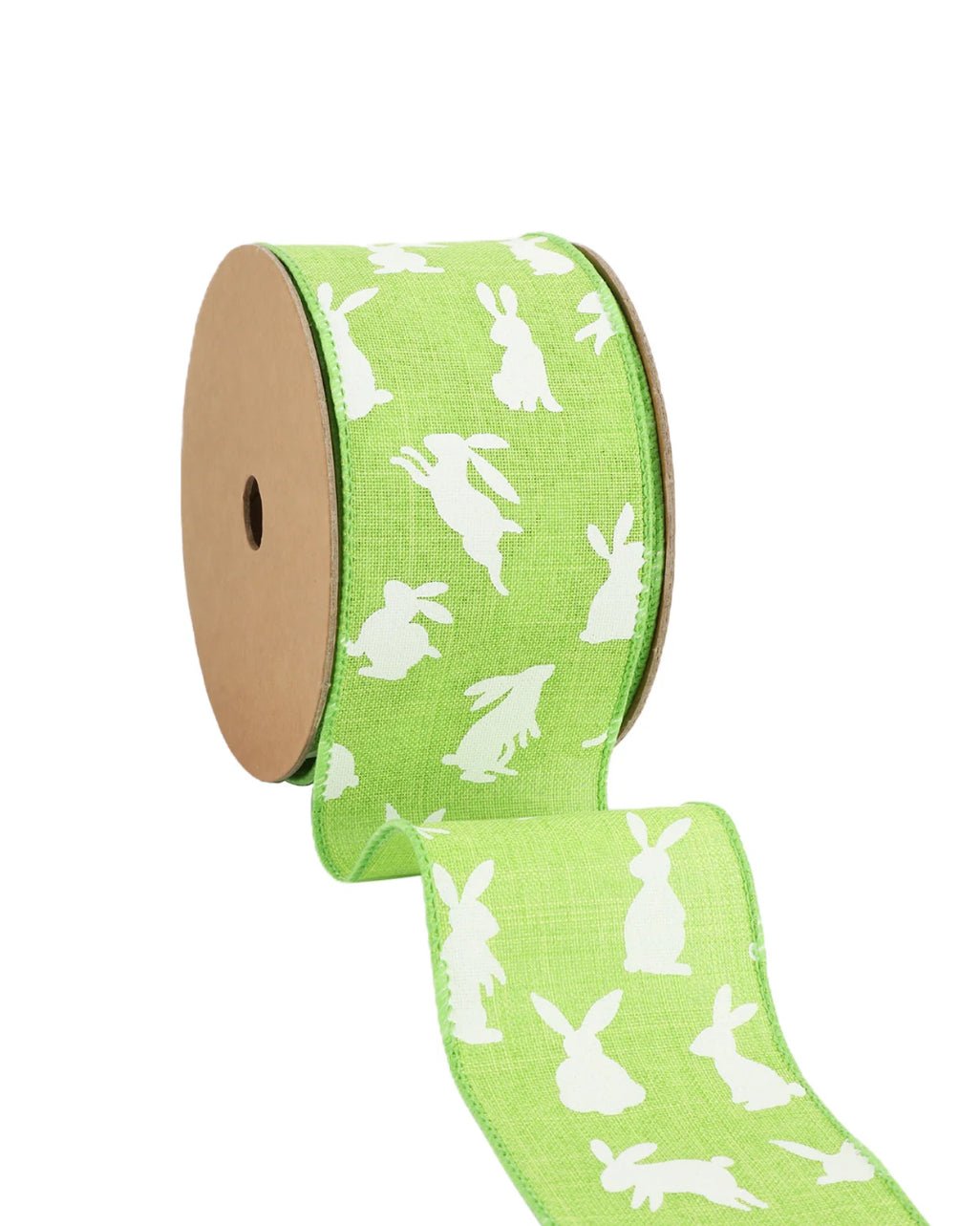 Bunny on green wired ribbon, 2.5” - Greenery MarketWired ribbon9416W - 579 - 63E