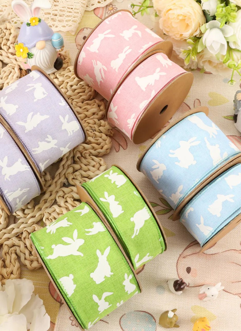 Bunny on lavender wired ribbon, 2.5” - Greenery MarketWired ribbon9416W - 464 - 63E