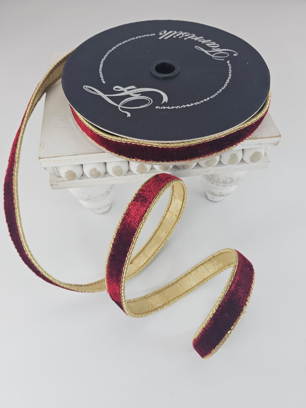 Burgundy Flashy Velvet.. Farrisilk Wired Ribbon - .75" - Greenery MarketRibbons & TrimRG074 - 11