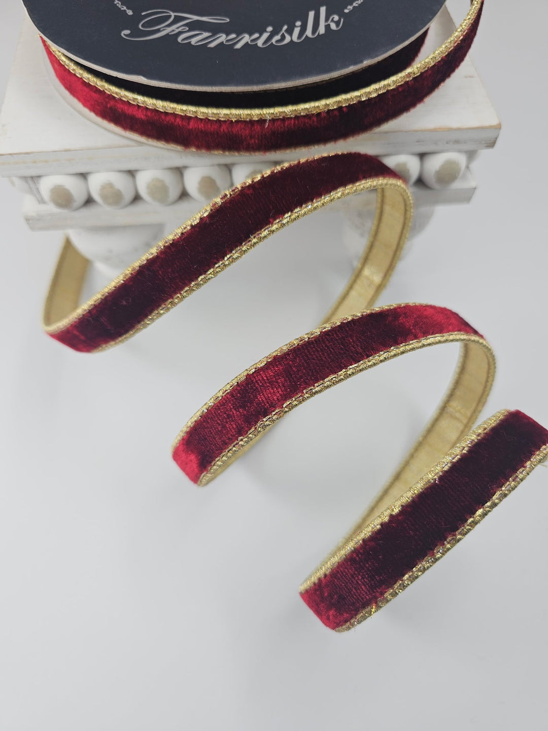 Burgundy Flashy Velvet.. Farrisilk Wired Ribbon - .75" - Greenery MarketRibbons & TrimRG074 - 11