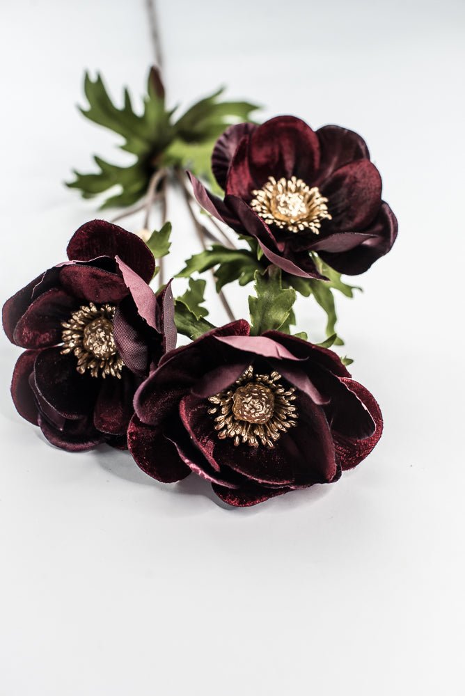 Burgundy Glamour Velvet Anemone Spray - 29" - Greenery MarketXF660BU