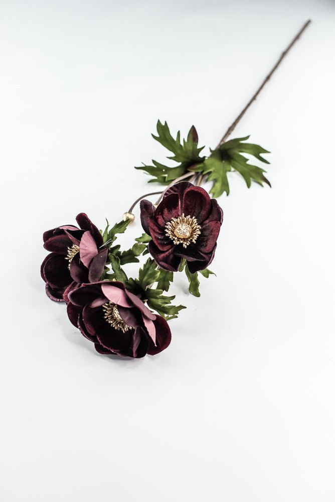 Burgundy Glamour Velvet Anemone Spray - 29" - Greenery MarketXF660BU