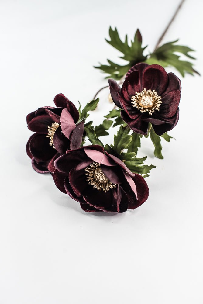 Burgundy Glamour Velvet Anemone Spray - 29" - Greenery MarketXF660BU
