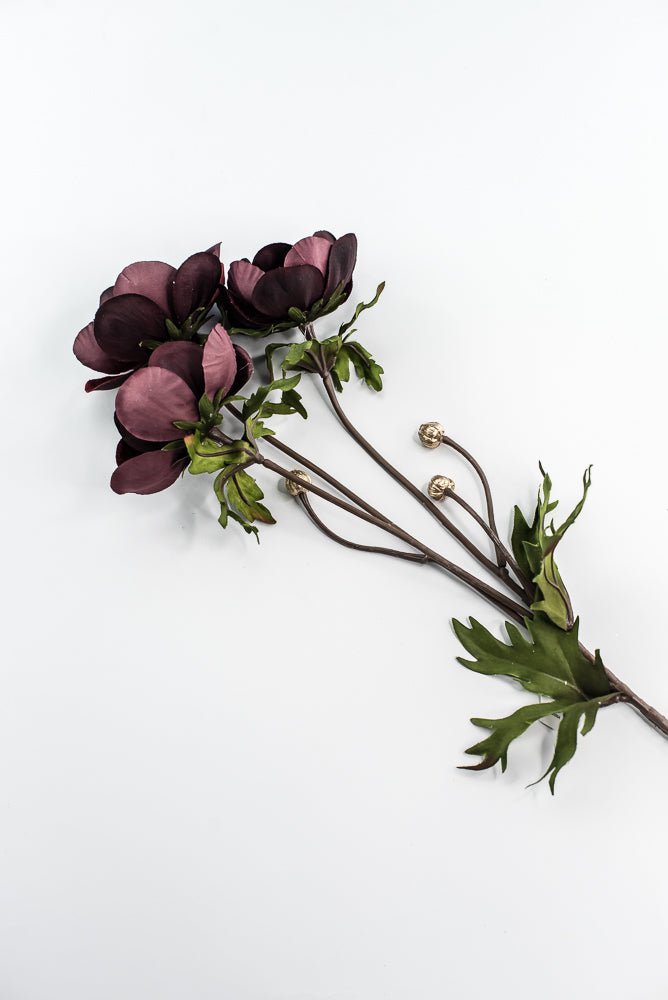 Burgundy Glamour Velvet Anemone Spray - 29" - Greenery MarketXF660BU