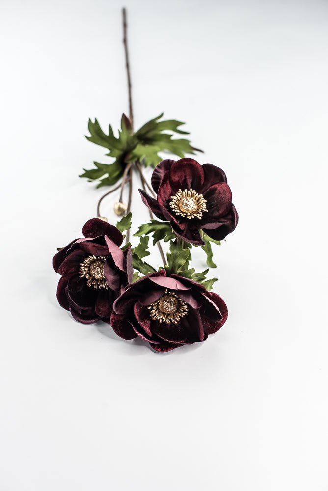 Burgundy Glamour Velvet Anemone Spray - 29" - Greenery MarketXF660BU