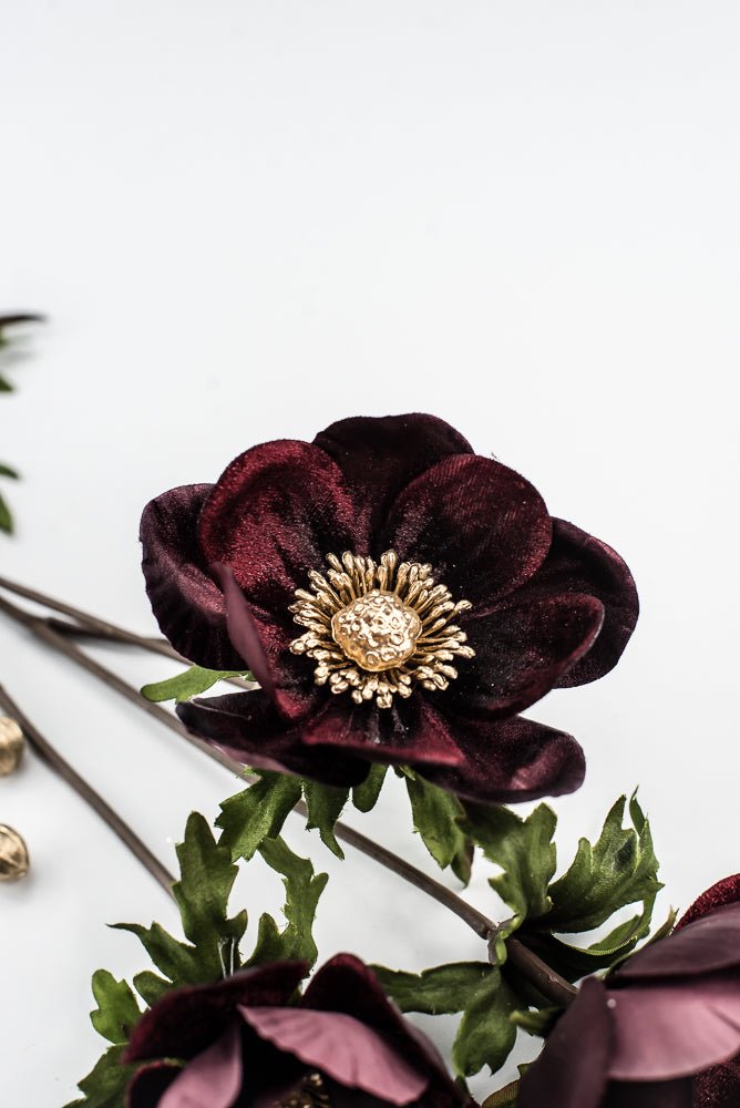 Burgundy Glamour Velvet Anemone Spray - 29" - Greenery MarketXF660BU