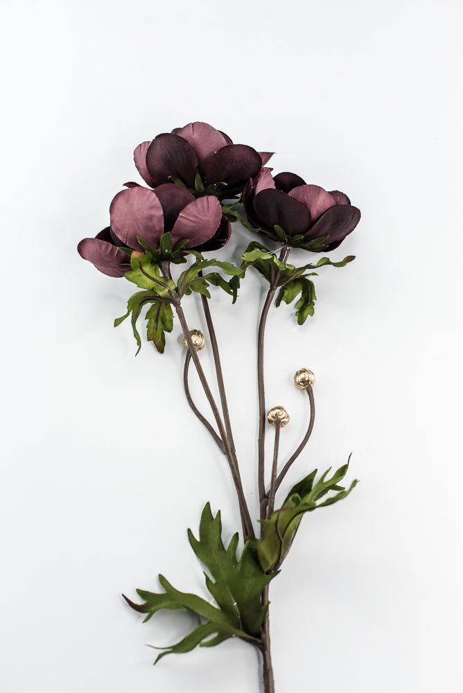 Burgundy Glamour Velvet Anemone Spray - 29" - Greenery MarketXF660BU