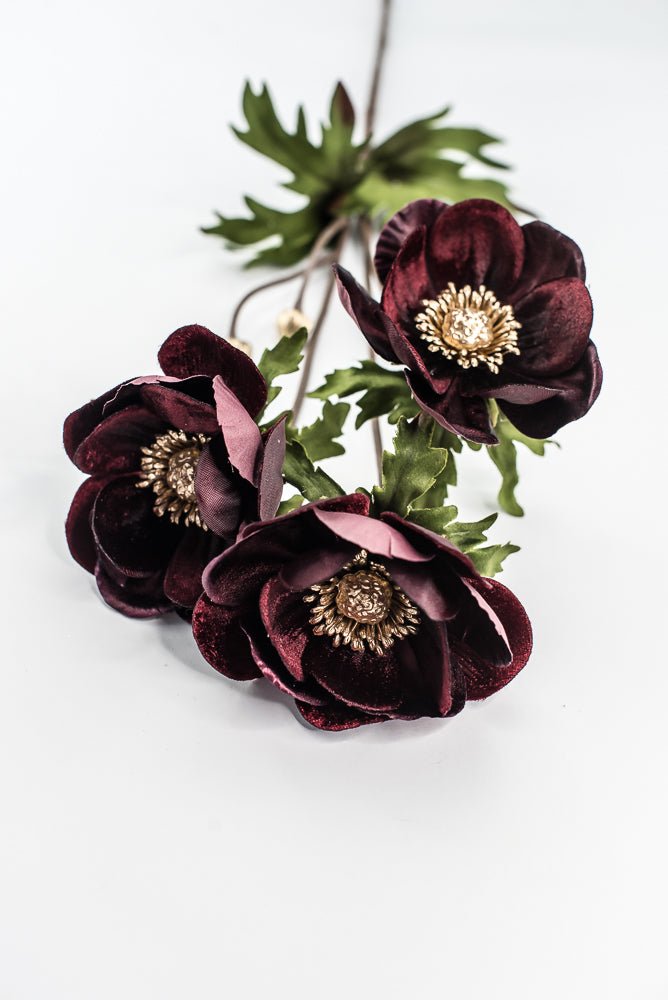 Burgundy Glamour Velvet Anemone Spray - 29" - Greenery MarketXF660BU