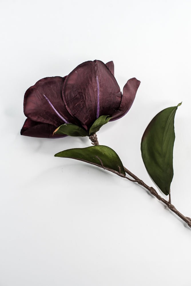Burgundy Glamour Velvet Magnolia Spray - 29" - Greenery MarketXF662BU